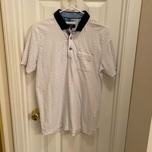 Visconti Black Men’s Polo Shirt White with Chest Pocket Dobby